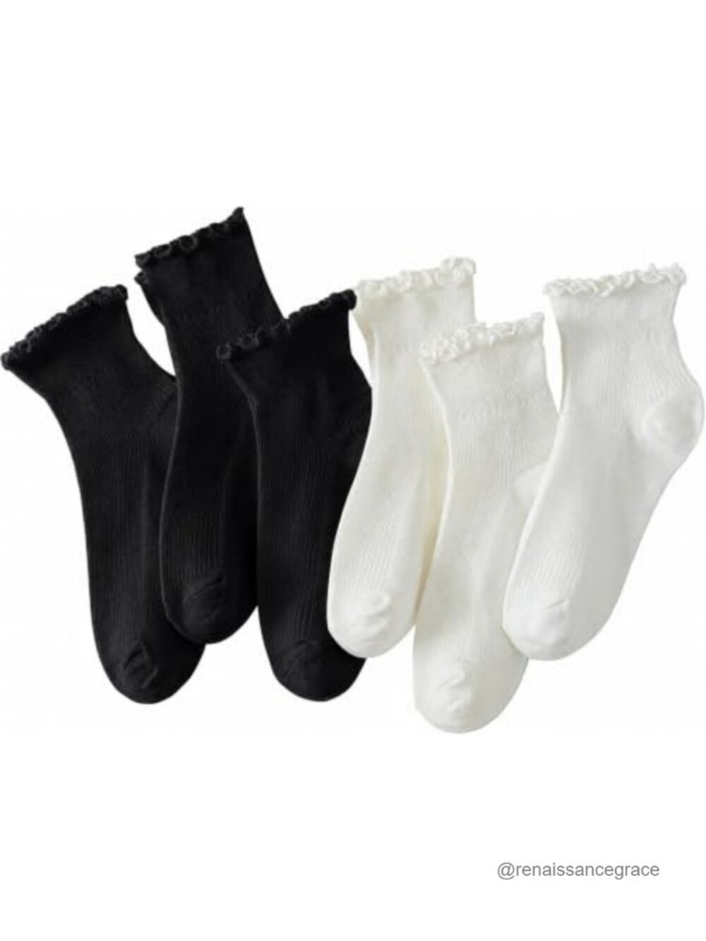 Ruffle Ankle Socks 6 Pairs Cotton Blend Frilly Turn Cuff Women Shoe 5-9